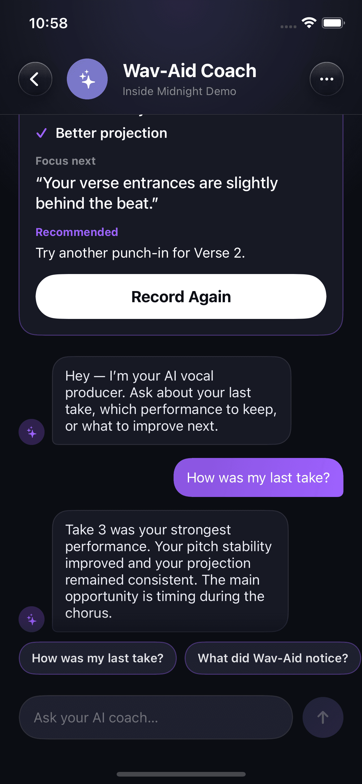 Wav-Aid Coach recommending another punch-in for Verse 2